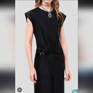 Young Fabulous & Broke Black Pierced Drape Dress Gold Knot detail Size XS